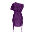 thumbnail image 4 of Purple Women Short Sleeve Off The One Shoulder Dresses for Women Midi Mini Petite Knee High Sequin Sparkle Tie Knot Glitter Basic Summer Fall 2025 Clothing Trendy XXL, 4 of 6