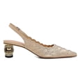 thumbnail image 2 of XYD Women Pointed Toe Rhinestone Slingback Pumps Buckled Strap Crystal Low Heels Elegant Party Bridal Sandals Size 7 Gold, 2 of 4