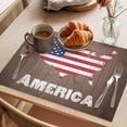 thumbnail image 3 of US Independence Day Placemats Set of 4 Retro American Flag Wood Brown Place Mats Indoor Wipeable Table Mats Washable Cloth Dining Table Placemats for Kitchen Holiday Party Home Decor 13x19 Inch, 3 of 9
