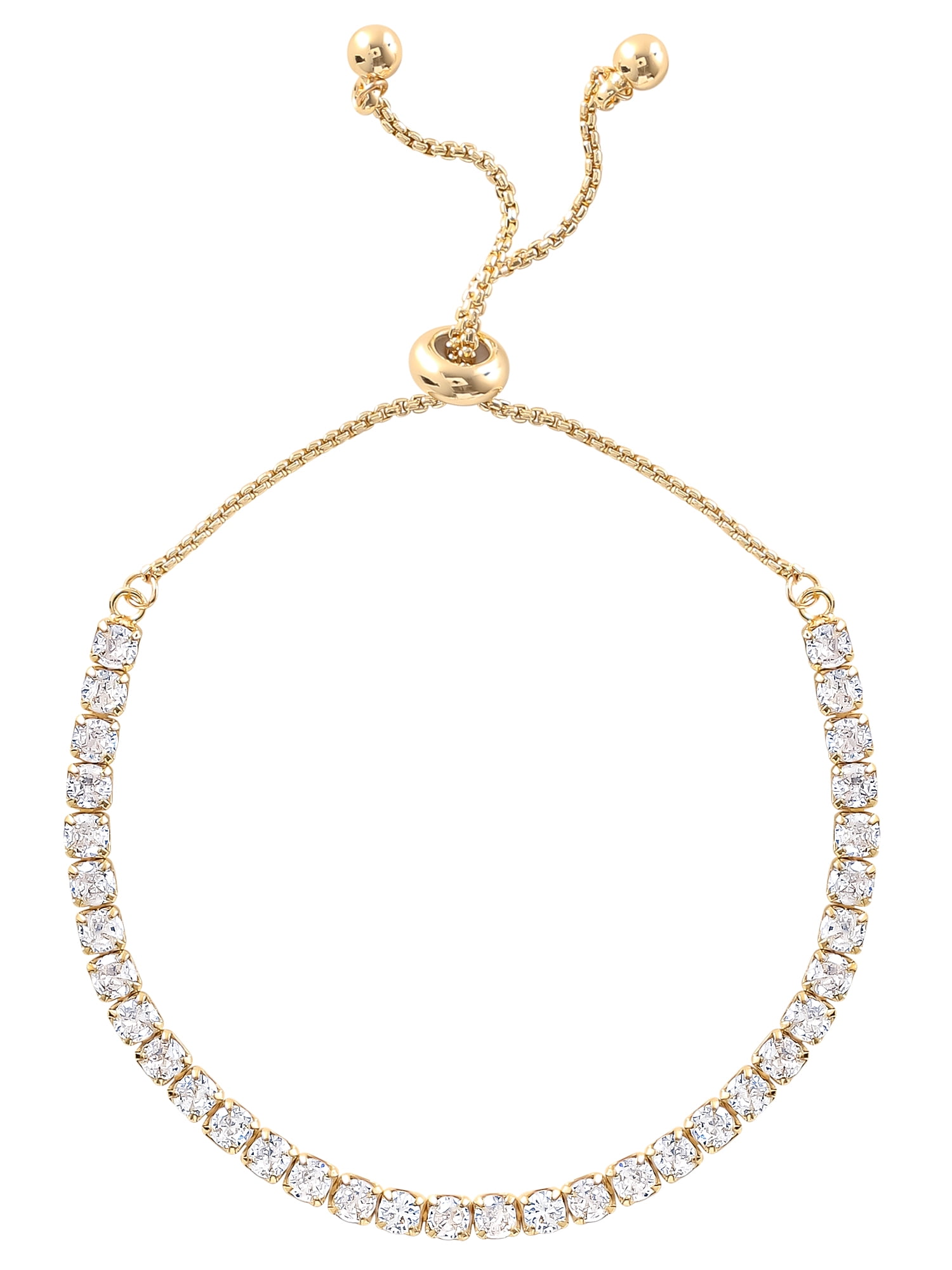 Believe by Brilliance Women's 14kt Gold Flash Plated Cubic Zirconia Adjustable Bracelet Set, 2