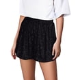 thumbnail image 2 of Loopsun Womens Summer Fashion Solid High Waist Sequin Loose Casual Daily Wear Shorts Black, XXL, 2 of 4