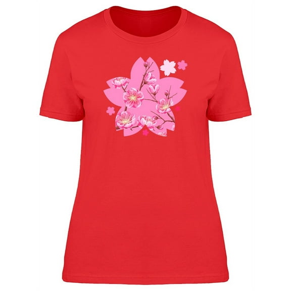Sakura Or Cherry Blossom Doodle T-Shirt Women -Image by Shutterstock, Female x-Large
