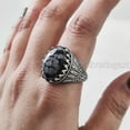 thumbnail image 4 of Snowflake Obsidian Mans Ring, Natural Snowflake Obsidian, Gents Ring, Silver Jewelry, 925 Silver Ring, Gift, Heavy Mens Ring, Arabic Design, Ottoman Style Ring, Christmas, Turkey Mens Signet Ring, 4 of 7