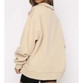 thumbnail image 4 of Jersey de manga larga con media cremallera para mujer Sudadera extragrande con hombros caídos de color sólido, 4 of 6
