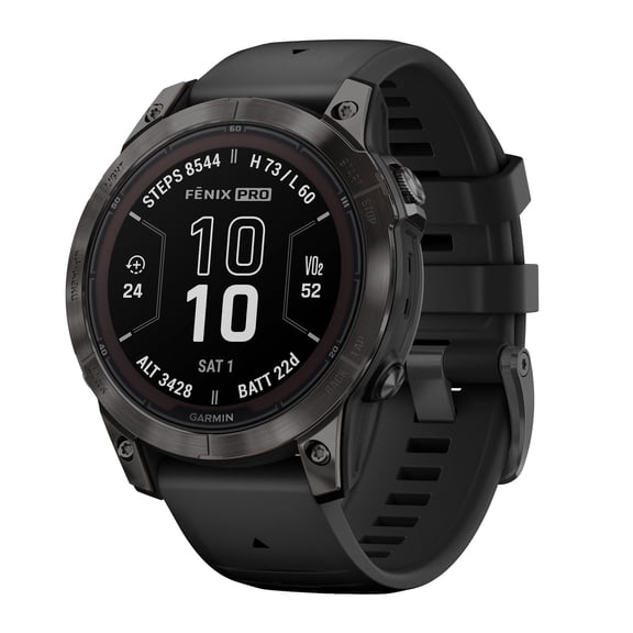 Garmin fēnix 7 Pro Sapphire Solar, Multisport GPS Smartwatch, Built-in Flashlight, Solar Charging Capability, Black
