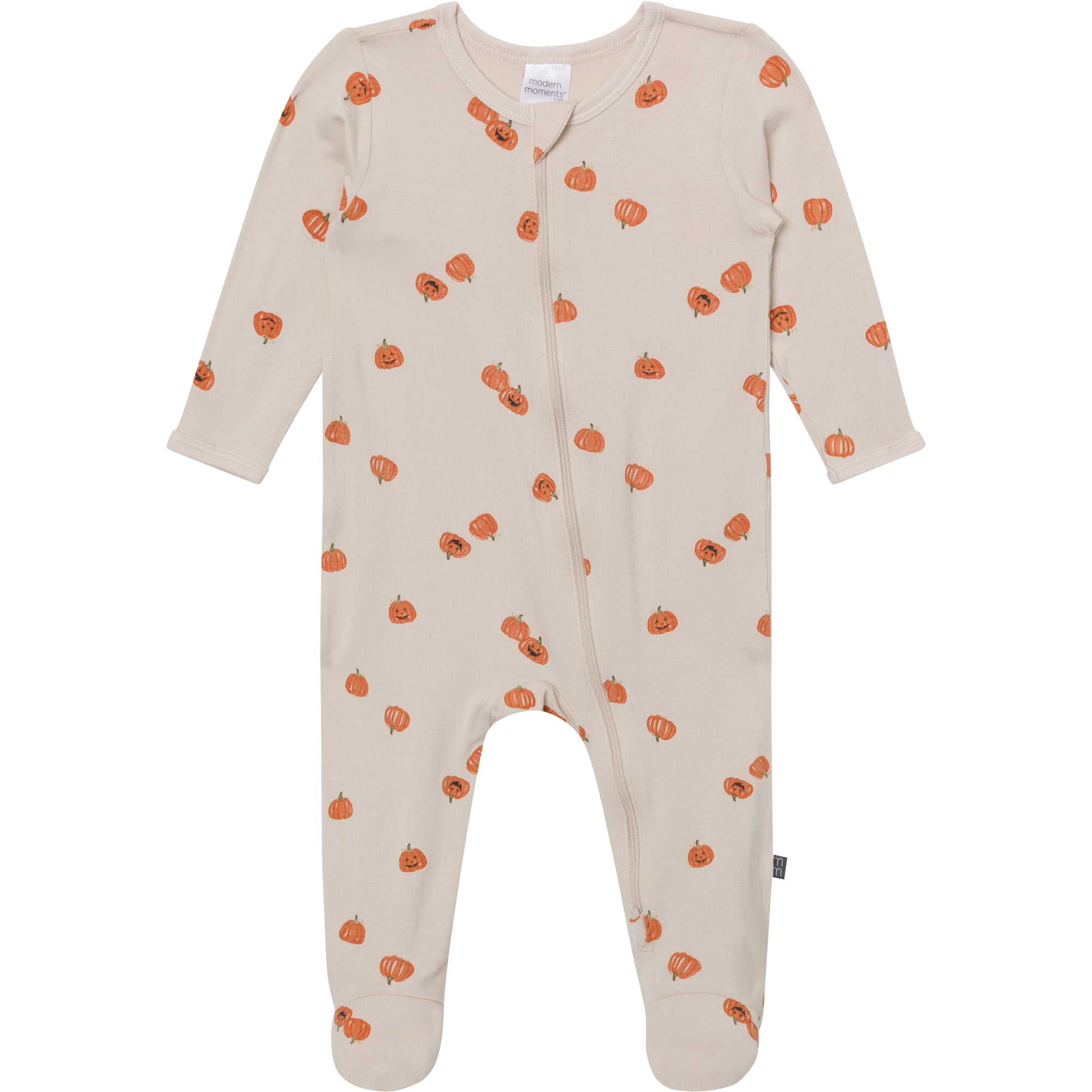Modern Moments by Gerber Neutral Two-Way Zip Halloween Viscose Sleep ´N Play Footed Pajama , Sizes Newborn - 6/9 Months