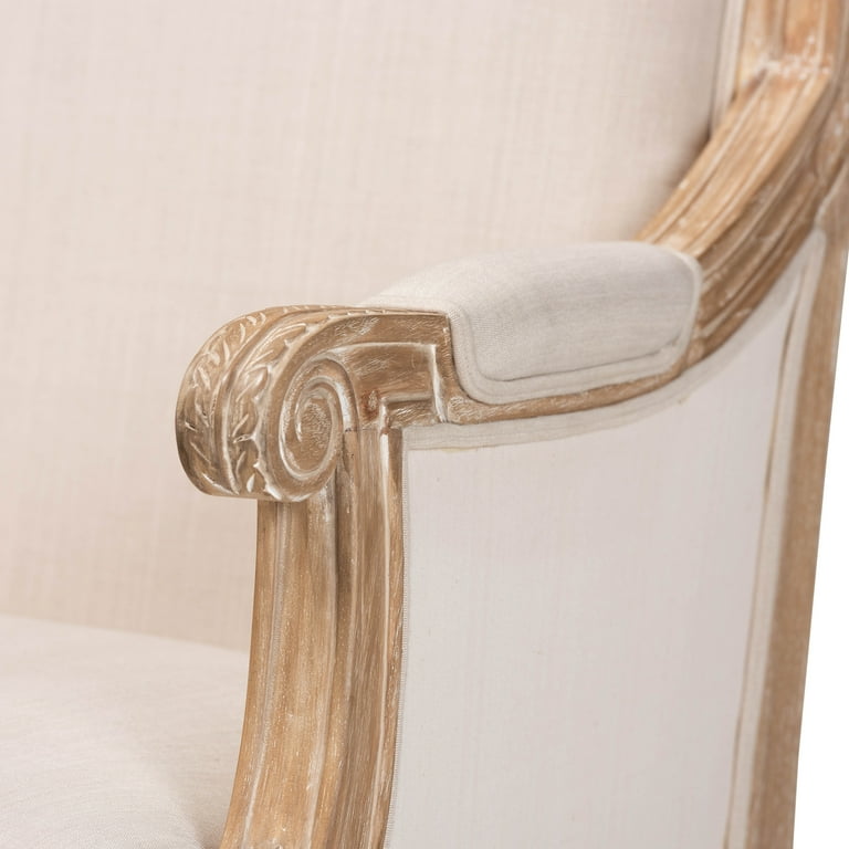 Baxton Studio Chavanon Wood & Light Beige Linen Traditional French Accent Chair Baxton Studio Chavanon Wood & Light Beige Linen Traditional French Accent Chair