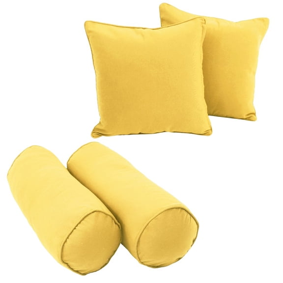 Blazing Needles Double-corded Solid Twill Throw Pillows with Inserts (Set of 4)-Style:Sunset