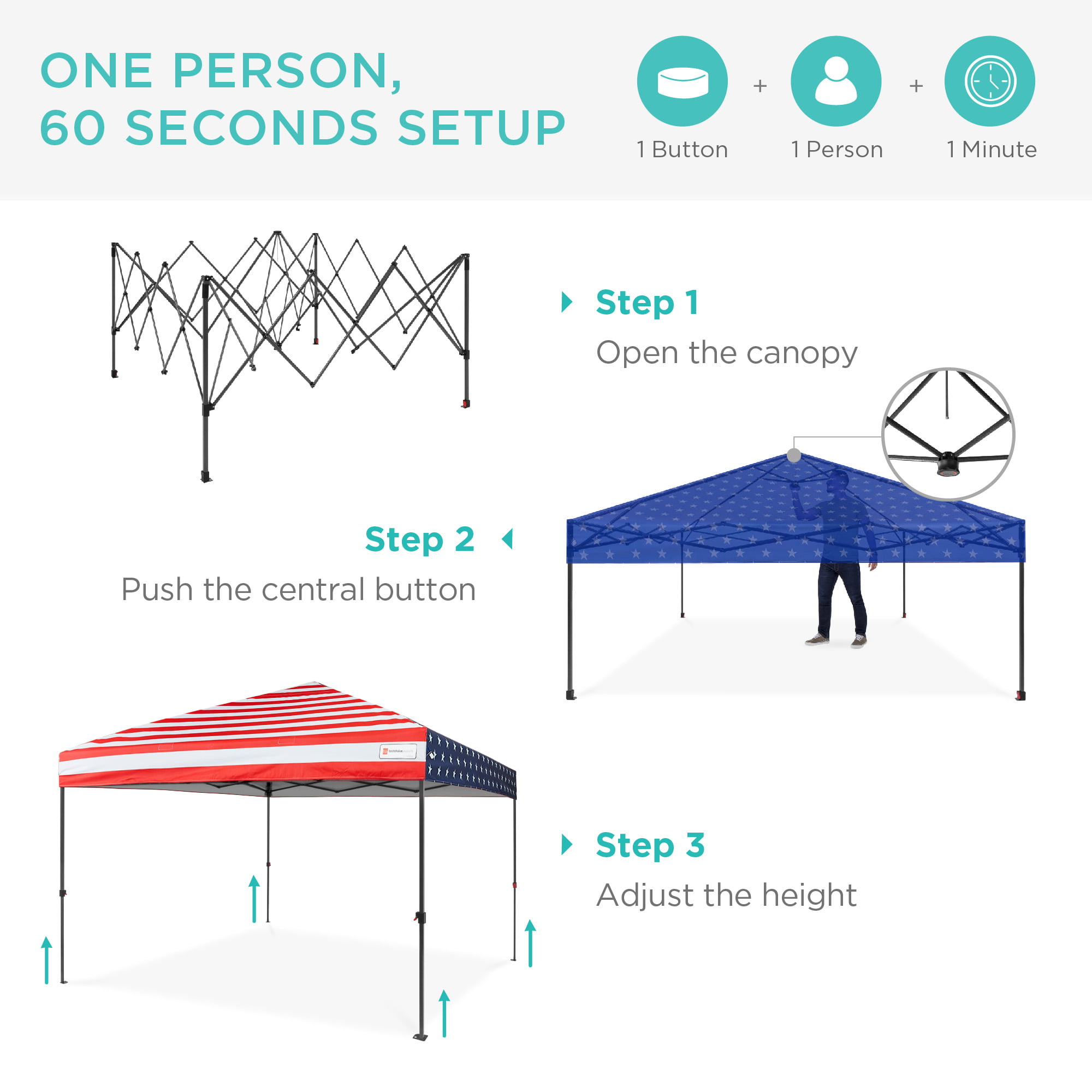 Best Choice Products 10x10ft Easy Setup Pop Up Canopy Instant Portable Tent  w/ 1-Button Push, Carry Case Red