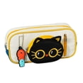thumbnail image 1 of Estuche para lápices de gran capacidad, diseño de gato 3D, compuesto negro, 1 of 2