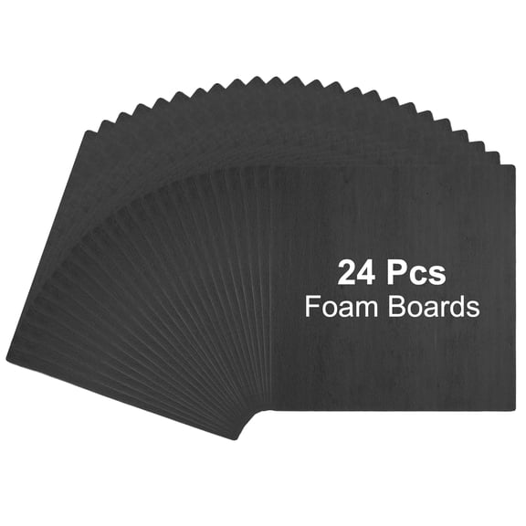 Uxcell 24Pcs Foam Boards, 100 x 100 x 3/16" (5mm) Thick Foam Core Board Polystyrene Mat Sheet Double Sided Poster Foamboard Making for Mounting Crafts Paintings Prints Art, Black