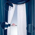 thumbnail image 2 of Sapphire Home Complete Window Sheer Curtain Panel Set with 4 Attached Panels 55x95 Each and 2 Valances with Beads and 2 Tiebacks - Easy Installation- Multicolor Navy and White, 2 of 7