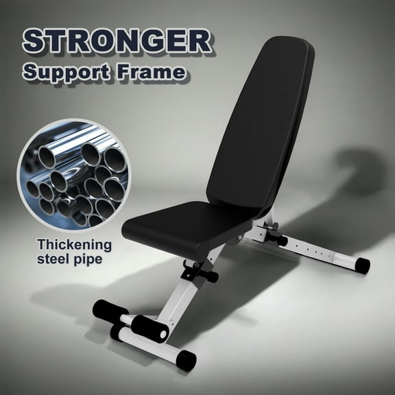 Resenkos Adjustable Foldable Weight Bench Press, Home Gym Strength Training Exercise Workout Bench for Full Body