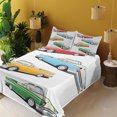 thumbnail image 3 of Ambesonne Colorful Fitted & Top Sheet Set with Shams, Roadsters Old Vintage, Multicolor, 3 of 5