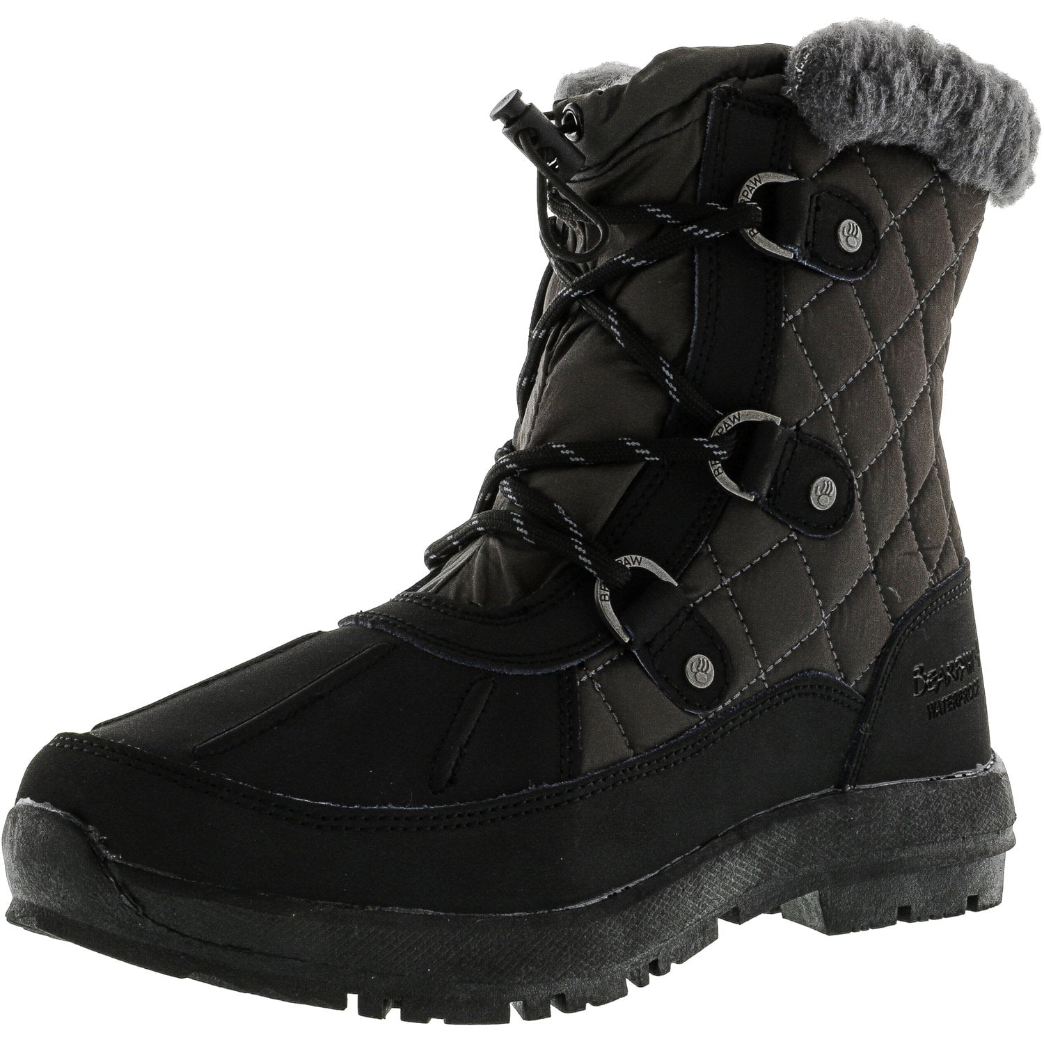 Bearpaw Bearpaw Women's Bethany Black / Grey AnkleHigh Leather Snow Boot 7M