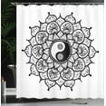 thumbnail image 4 of Ambesonne Peace Shower Curtain, Retro Floral Art, 69"Wx70"L, Black White, 4 of 5
