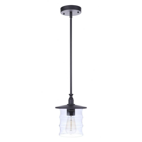 Craftmade ZA3611-MN Canon Outdoor Clear Glass Pendant, 1-Light 60 Watt, 10"H x 8"W, Midnight