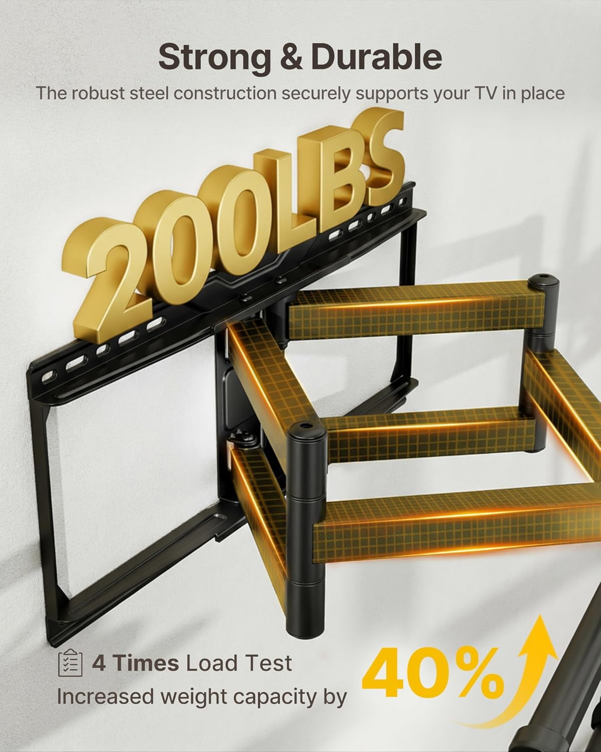 monTEK Heavy Duty Full Motion TV Wall Mount for 50-100" TVs up to 200 lb, 4X Load Tested Dual Arm Bracket with 25.1" Extension, Tool-Free Tilt & Swivel, Max VESA 900x600, Fits 12/16/18/24" Studs