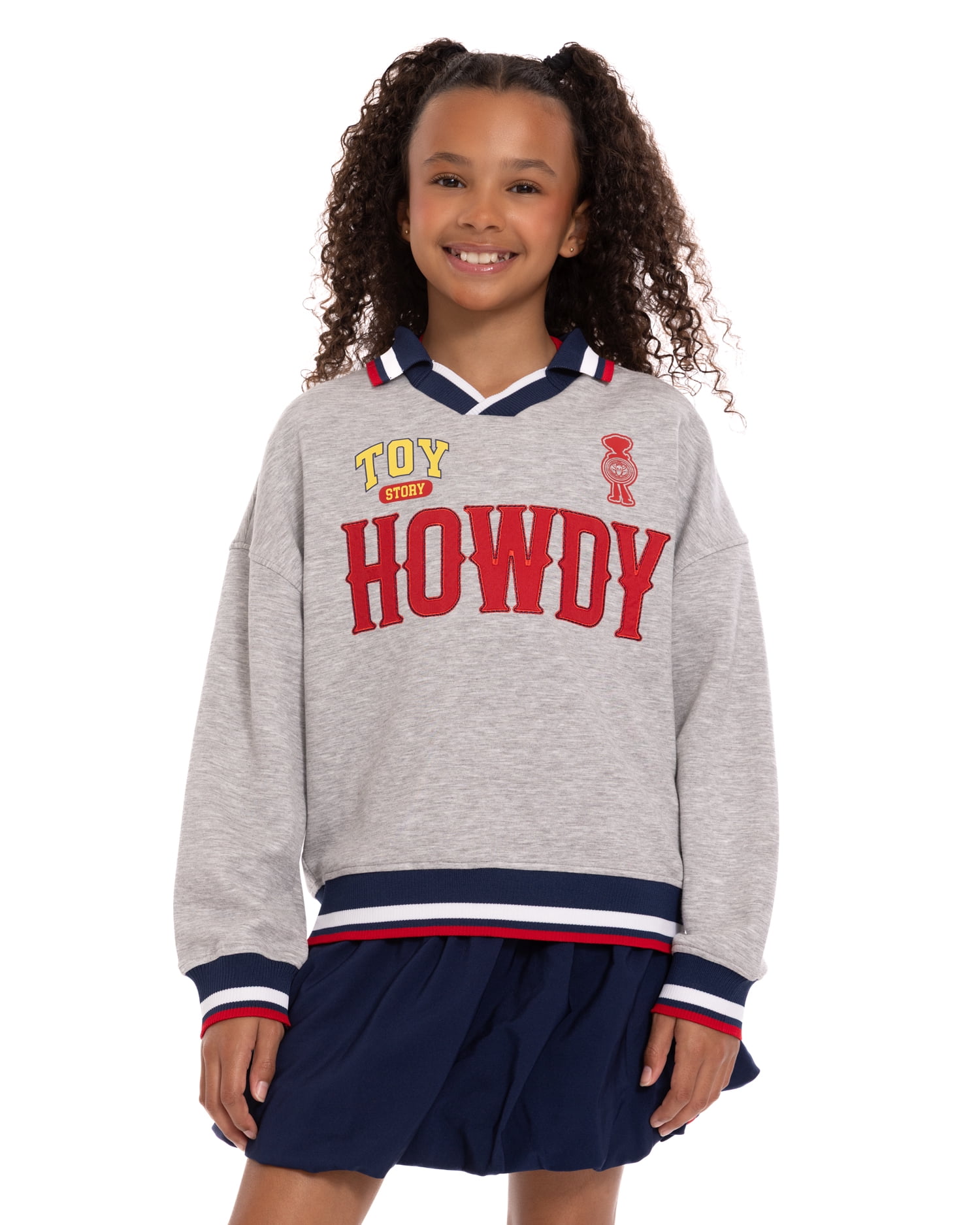 Toy Story Girls' Collared Graphic Sweatshirt with Long Sleeves, Sizes 4-12