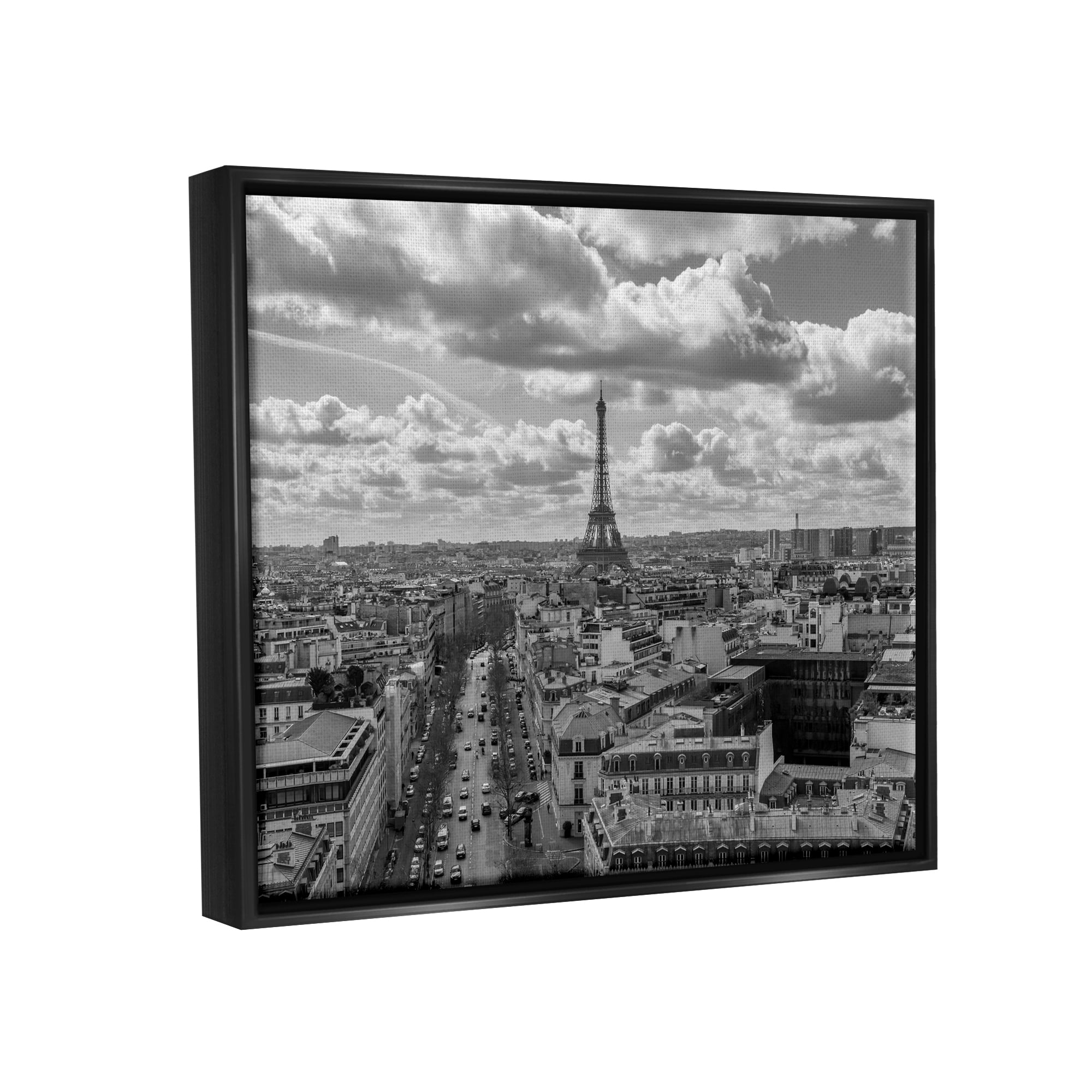 Stupell Industries Urban France Cityscape Travel & Places Photography Black Floater Framed Canvas Art Print Wall Art, 21 x 17