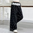 thumbnail image 5 of Bixock Fall Pants for Girls High Waist Straight Leg Pants with Pockets Kids Printed Loose Casual Wide Leg Trousers Comfortable Workout Activewear Girls Clothings Size 5-6Years, 5 of 6