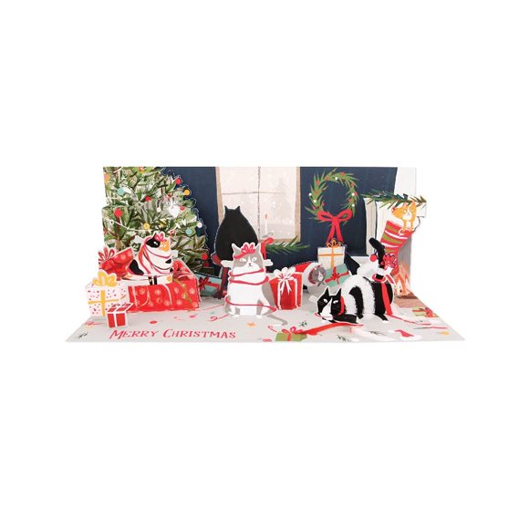 Up With Paper A380LIT Playful Cats with Light Panoramic Greeting Card, 9-inch Length