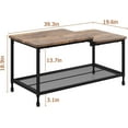 thumbnail image 2 of IdeaHouse Coffee Table Industrial Living Room Table 2-Tier Rustic Center Table with Mesh Shelf Rectangle Storage Cocktail Table Metal Frame, Easy to Assemble, Rustic Brown, 2 of 8