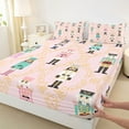 thumbnail image 3 of Castle Fairy Cartoon Nutcracker Girl 3pcs Twin Sheet Sets,Geometric Plaid Twin Fitted Sheet,Merry Christmas Breathable Flat Sheet,Breathable Home Decor, 3 of 7