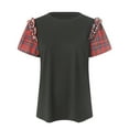 thumbnail image 6 of larppty Womens Christmas T Shirts Plaid Pearl Ruffle Short Sleeve Loose T Shirt Casual Tunic Tops (Black, XL), 6 of 9