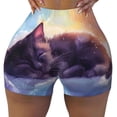 thumbnail image 2 of Picia Colorful Cloud Sleeping Cat Printed Workout Shorts for Women Seamless Scrunch Butt Lifting High Waisted Yoga Gym Booty Running Moisture-wicking Short Pants-Small, 2 of 9