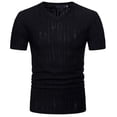 thumbnail image 2 of Hombres manga corta Casual cuello en V sólido diseño de arrugas pulóver camiseta blusa Tops Pompotops  oipoqjl25574, 2 of 4