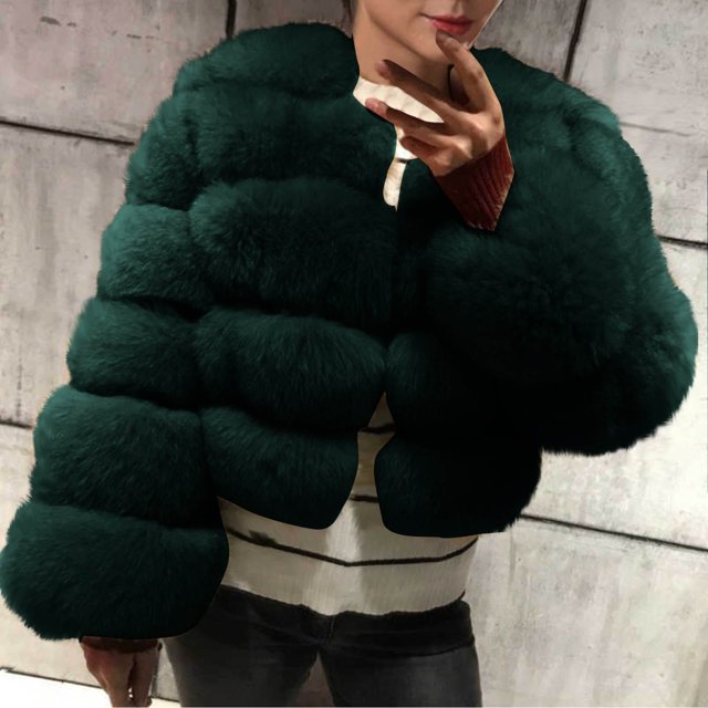 Chaquetas y abrigos casuales de manga larga sin capucha para mujer, de talla grande, de invierno, cálidos, holgados, con cuello alto, de felpa y pelo, de poliéster.