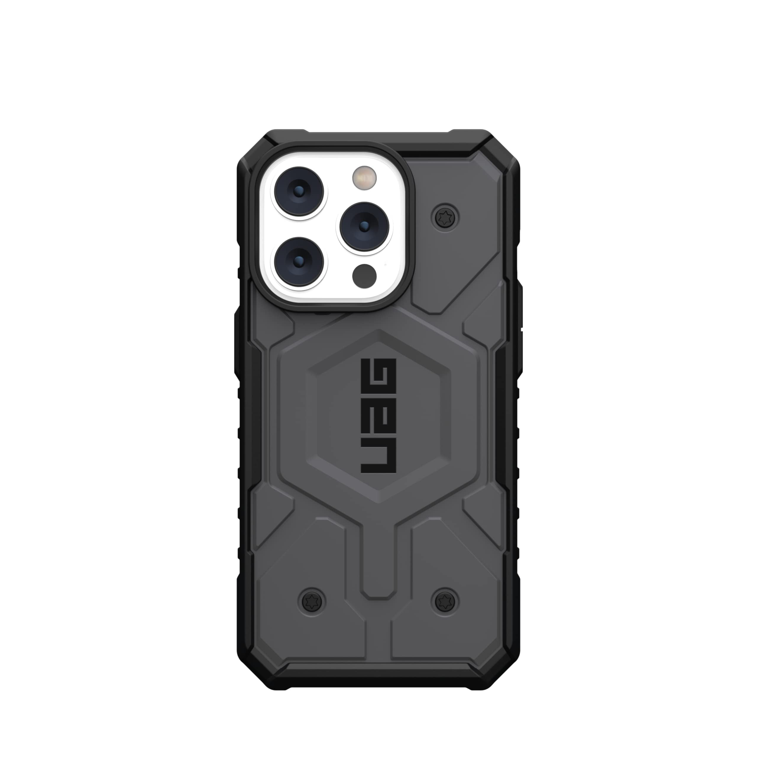 UAG iPhone 14 Pro Case Silver 6.1" Pathfinder Built-in Magnet Compatible with MagSafe Charging Slim Lightweight Shockproof Dropproof Rugged Protective Cover by URBAN ARMOR GEAR