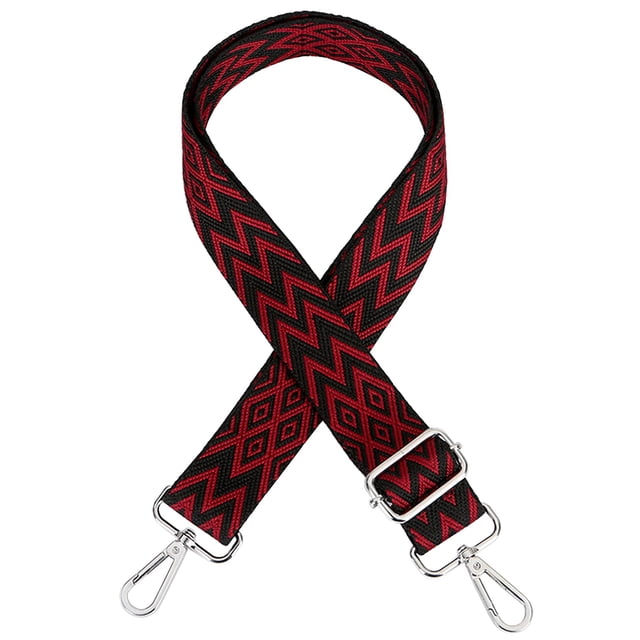 Sangle d'Épaule Grand Réglable Ceinture de Remplacement Sac à Main en Toile, Fermoir Rouge Argenté