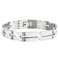 thumbnail image 1 of Pulsera punk de acero inoxidable en forma de X para hombre, brazalete ajustable, cadena de mano decorativa (plata), 1 of 6