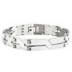 thumbnail image 1 of Pulsera punk de acero inoxidable en forma de X para hombre, brazalete ajustable, cadena de mano decorativa (plata), 1 of 6