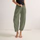 thumbnail image 2 of Pantalones anchos de lino para mujer con cintura elástica - Pantalones holgados y casuales con bolsillos para el verano y la playa, 2 of 6