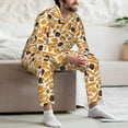 thumbnail image 7 of Naloa Coffee Bun Hot Dog Men’s Pajamas Set - Long Sleeve Button Down Sleep Shirt and Pajama Bottoms Sleepwear Set-X-Large, 7 of 7