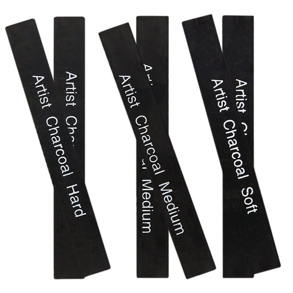 OUNONA 6pcs Black Charcoal Sticks for Daily Use Durable Compressed Carbon Rods for Sketching 7.5 inches