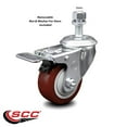 thumbnail image 2 of 3.5 Inch Maroon Polyurethane Swivel 12mm Stem Caster with Total Lock Brake, 2 of 2