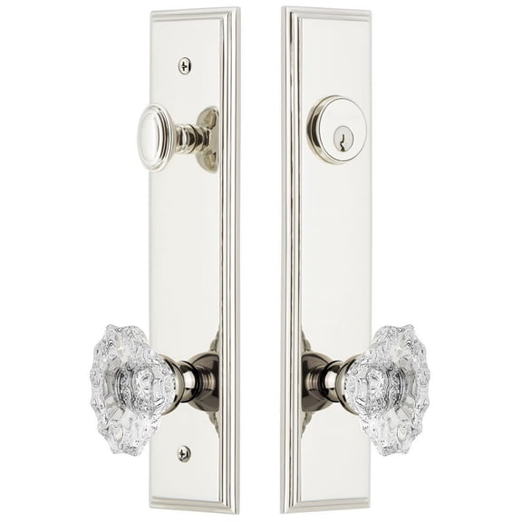 Grandeur 839935 Carre Solid Brass Tall Plate Single Cylinder Keyed Entry Set - Nickel