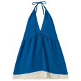 thumbnail image 5 of ZHOGXU Summer Dresses For Women Sleeveless Halter Neck Color Block Backless Comfortable Loose Fit Dress For Casual Daily Wear,Blue,L, 5 of 5