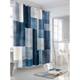 thumbnail image 3 of Gray Blue Shower Curtain, Modern Square Graffiti Painting Art Abstract Waterproof Shower Curtain Set with 12 Hooks Lightweight Washable Fabric Shower Curtains for Bathroom 72x84 Inches, 3 of 6