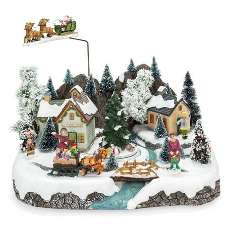 Santas Animated Sleigh (Best Choice Products Animated Musical Pre-Lit Tabletop Christmas Village w/ Rotating Tree, Santa's Sleigh and)