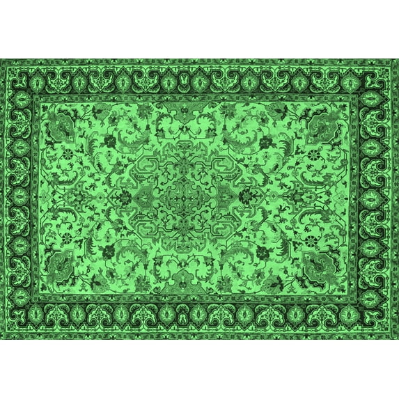 Ahgly Company Indoor Rectangle Persian Emerald Green Traditional Area Rugs, 4' x 6'