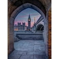 thumbnail image 2 of Frank, Assaf 25x32 Black Ornate Wood Framed with Double Matting Museum Art Print Titled - View of Westminster Abby and Big Ben from Thames promenade arch, London, UK, 2 of 4
