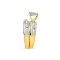 thumbnail image 2 of Solid 14k Two Tone White and Yellow Gold His and Hers Round Diamond Cluster Matching Couple Three Rings Bridal Engagement Ring Wedding Bands Set 3/4 Ct. - (L = 5, M = 12), 2 of 4