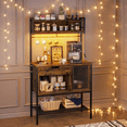 thumbnail image 4 of Besiter 60" Kitchen Baker's Rack with LED Light 6-Tier Microwave Stand with Storage Drawer Cabinet & 8 Hooks, Rustic, 4 of 8