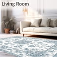 thumbnail image 2 of ODIKA 6'x9' Machine Washable Non-Slip Area Rug, Grey and with Artistic Floral Lace High Traffic Rug, Blue, 57650, 2 of 7