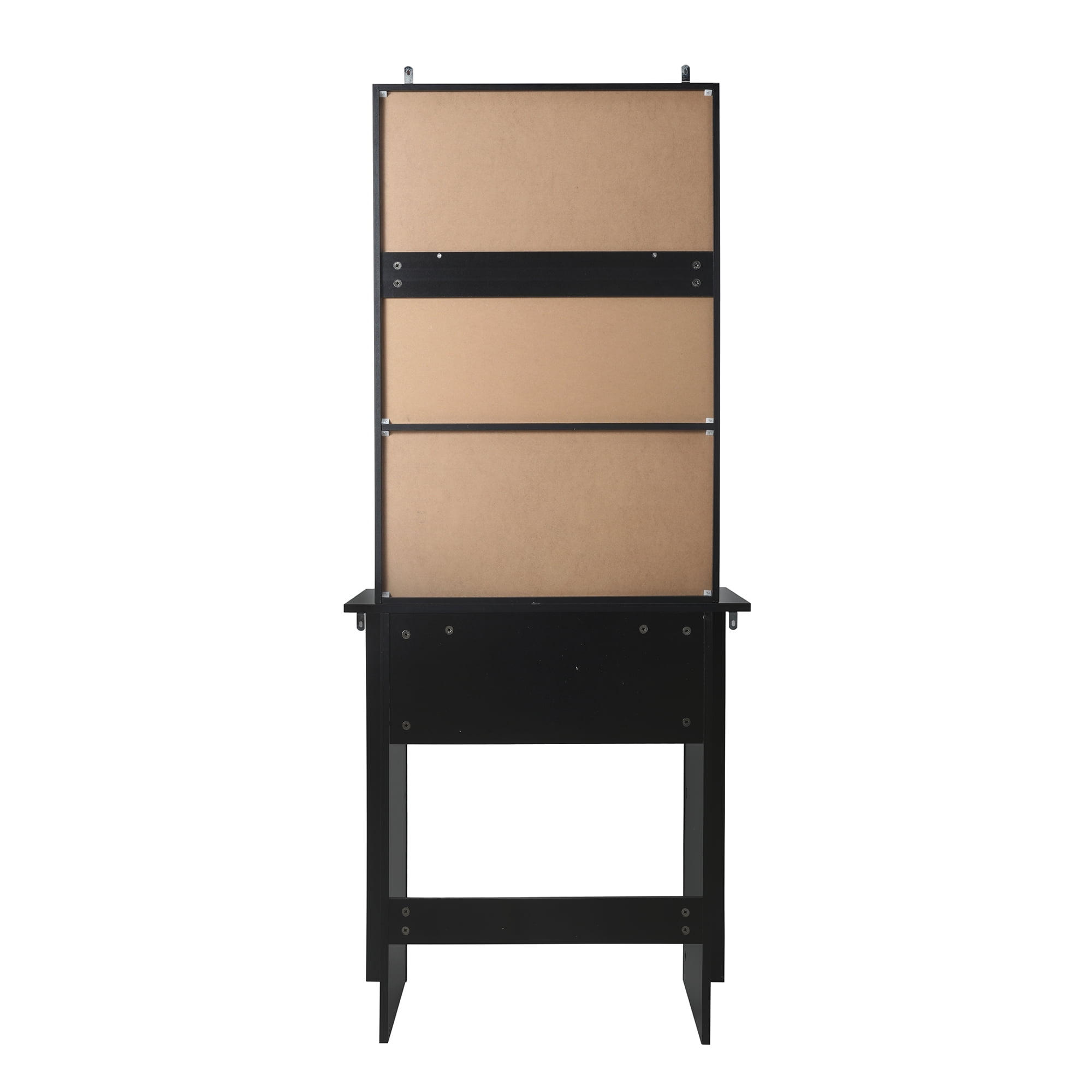 Resenkos Makeup Vanity Desk Set with Mirror & Stool, Bedroom Dressing Table with Large Drawers, Black